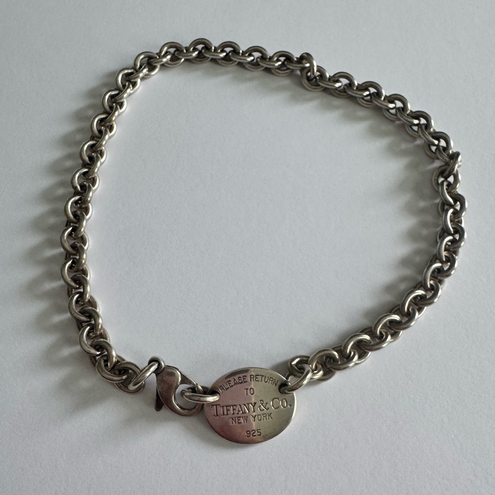 Tiffany & Co. Sterling Silver Round Tag Link necklace - Silver